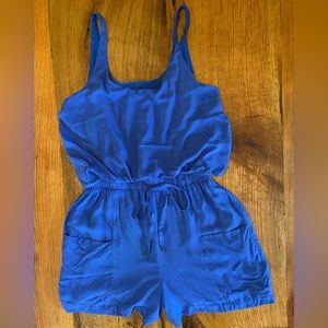 BCBGeneration Cobalt Blue Belted Lined Romper, Perfect for Summer, Size Small